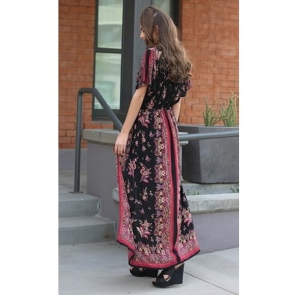 Maxi-romper. Black Floral Print. Sizes Small & Large. Angie Brand. - Picture 3 of 5